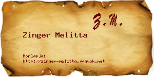 Zinger Melitta névjegykártya