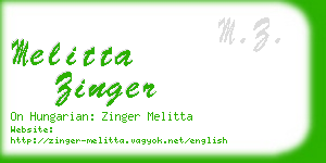 melitta zinger business card